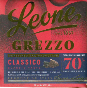 Leone Tavoletta Cioccolato Fondente GREZZO 70 g. 70% cacao