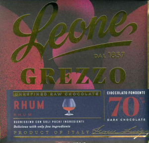 Leone Tavoletta Cioccolato Fondente GREZZO RHUM 70 g. 70% cacao