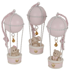 Orsetti In Mongolfiera Rosa  12 cm Set da 3 soggetti