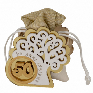 Eternal Bag NOZZE D'ORO 50° con sacchetto 8 cm Set da 6 pezzi