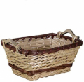 Cesto Vimini Rettangolare Naturale con Fascia Marrone cm.42x33,5x19
