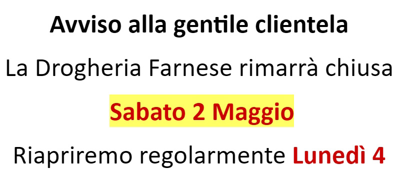chiusura sabato 2 maggio 2026